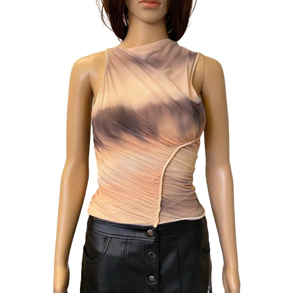 Zara Women's Sleeveless Top Stretch Boat Neck Elastic Side Panel Size XS - NWT